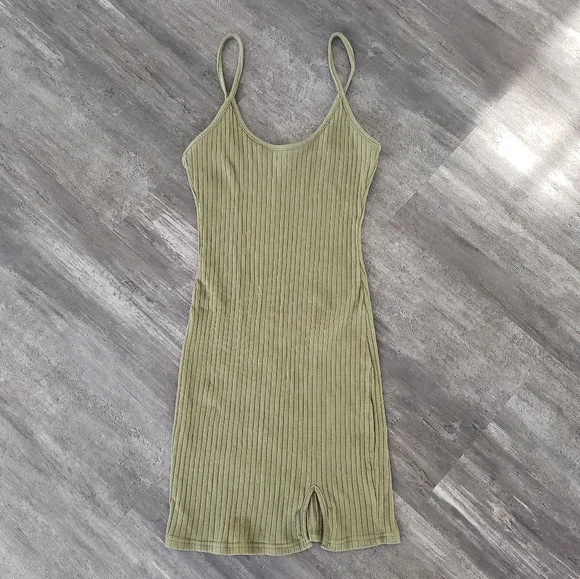 SHEIN | Dresses | Olive Ribbed Shein Front Slit Fitted Mini | Poshmark